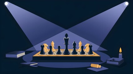 Chess Themed Background with Dramatic Lighting and Shadows