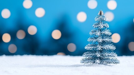 Obraz premium A Christmas tree encased in a glass ball, displayed on a wintery scene.