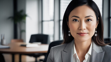 Fototapeta premium A portrait of a Japanese businesswoman