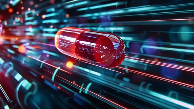 A tiny patch on the skin powered by 6G technology delivering painrelieving medication to targeted areas.