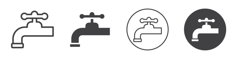Water tap icon Simple outline vector logo