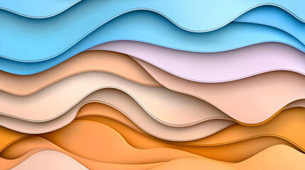 Abstract wavy layers in pastel colors create a soothing and modern design, perfect for backgrounds or artistic projects.