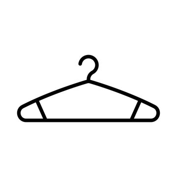 recommend clip art: Clothes hanger icon. Black outline linear silhouette. Editable strokes. Front side view. Vector simple flat graphic illustration. Isolated object on white background. Isolate.