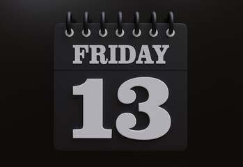 Friday the 13th calendar day. Bad luck date superstition