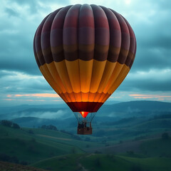 Obraz premium Hot Air Balloon Glowing in the Night Sky