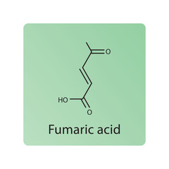 Fumaric acid skeletal structure diagram. compound molecule scientific illustration.