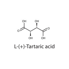 L-(+)-Tartaric acid skeletal structure diagram.organic acid compound molecule scientific illustration.