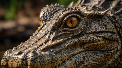 Obraz premium A close up shot of a moving eye of a crocodile or other reptile. 