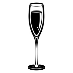 Elegant Champagne Glass Silhouette with Bubbles for Celebration Themes