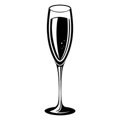 Elegant Champagne Glass Silhouette with Bubbles for Celebration Themes