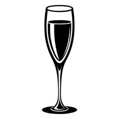 Elegant Champagne Glass Silhouette with Bubbles for Celebration Themes