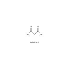 Malonic acid skeletal structure diagram.aliphatic acid compound molecule scientific illustration.