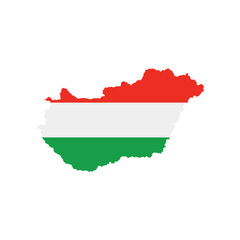 Vector illustration of Hungary map overlaid with the national flag, highlighting the country's geographic outline combined with its national colors.