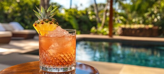 Pineapple Cocktail by the Pool: Tropical Getaway