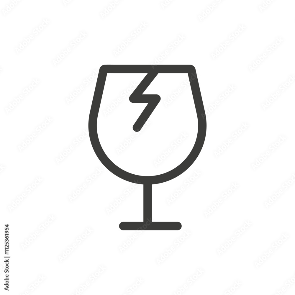 Poster broken fragile icon simple outline vector logo