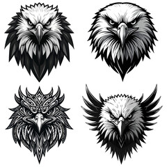Eagle head logo icon vector illustration set
