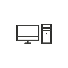Computer icon Simple outline vector logo