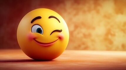 A playful winking emoji with a mischievous grin and one raised eyebrow