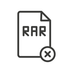 Remove RAR file icon Simple outline vector logo