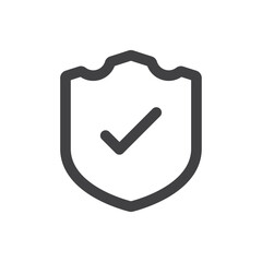 Shield check mark icon Simple outline vector logo