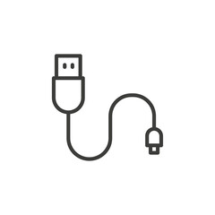 Usb cable icon Simple outline vector logo