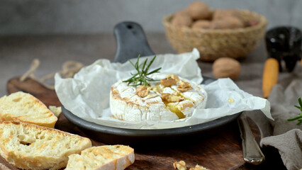 Fresh sliced Camembert cheese