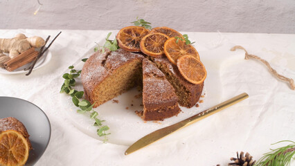 Sliced Christmas orange cake