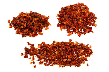 Dried tomatoes isolated on a white background.