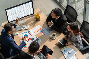 Accounting software on computer screen showing financial statement spreadsheets and account balance of corporate business offer accountant a fine calculation accounting snugly