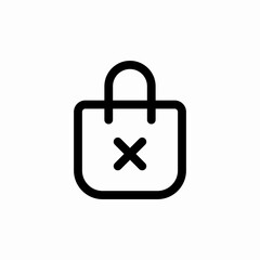 shopping bag delete icon sign vector