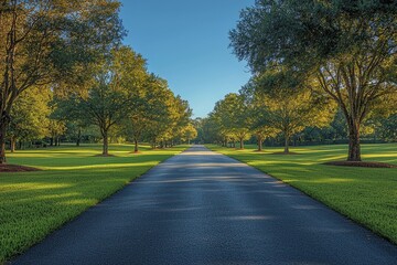 Fototapeta premium During the summer, Queens Road West in Myers Park is lined with towering Willow Oaks.