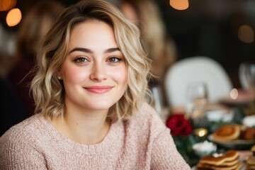 Fototapeta premium galentines day brunch, a charming brunch scene with female friends, enjoying pancakes and pastries, all set for a whimsical galentines day celebration