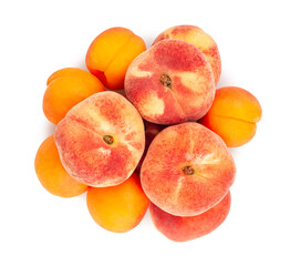 flat peach apricots path isolated on white top view