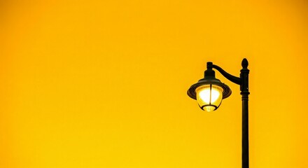 Street light on yellow background, minimalist concept