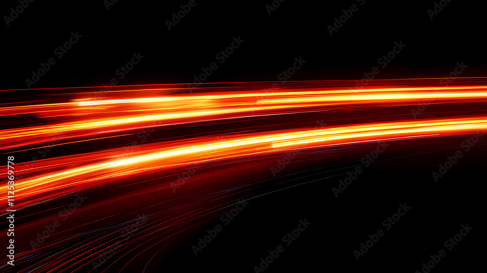 Canvas Prints 3d render, red speed neon light trail on dark background, abstract motion curve light beam of fast m