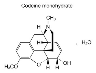 Chemical structure of codeine monohydrate, drug substance