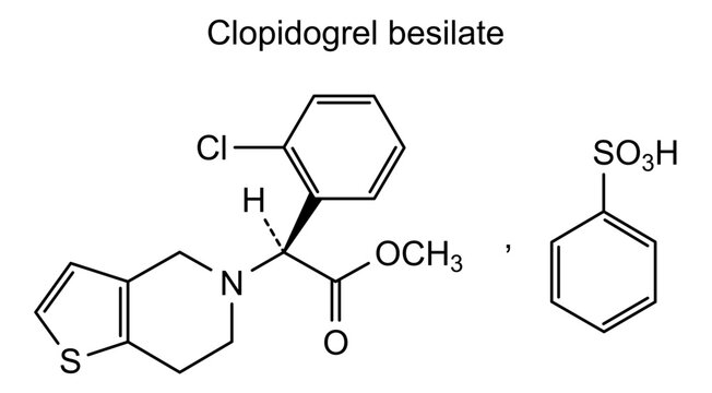 Chemical structure of clopidogrel besilate, drug substance