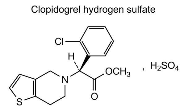 Chemical structure of clopidogrel hydrogen sulfate, drug substance