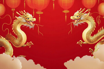 Fototapeta premium Motivos de año nuevo chino con dragones