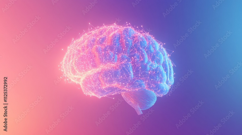 Leinwandbilder a bright brain structure of glowing points and lines symbolizes knowledge and creativity, inspiring 