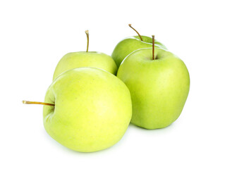 Many fresh green apples isolated on white