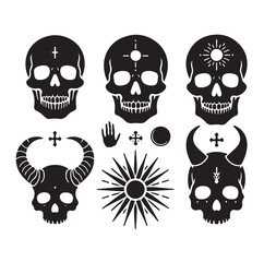 Skull silhouettes set vector illustration