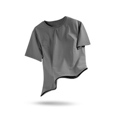 Grey t-shirt in air on white background