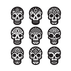 Skull silhouettes set vector illustration