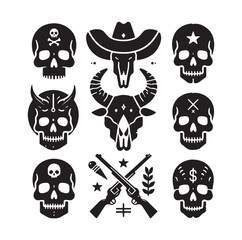 Skull silhouettes set vector illustration