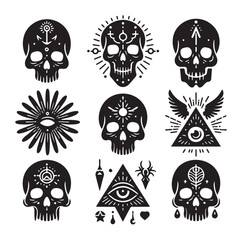 Skull silhouettes set vector illustration