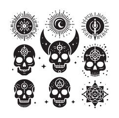Skull silhouettes set vector illustration