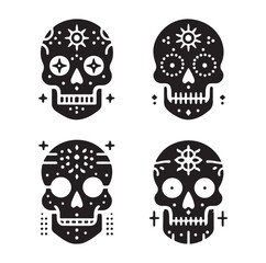Skull silhouettes set vector illustration