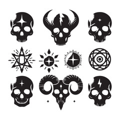 Skull silhouettes set vector illustration