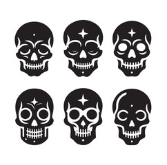 Skull silhouettes set vector illustration